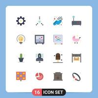 Pictogram Set of 16 Simple Flat Colors of work deck hub bulb insight Editable Pack of Creative Vector Design Elements