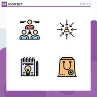 4 User Interface Filledline Flat Color Pack of modern Signs and Symbols of connect selection team choice document Editable Vector Design Elements
