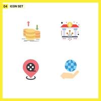 Modern Set of 4 Flat Icons and symbols such as coins cinema gold banking films Editable Vector Design Elements