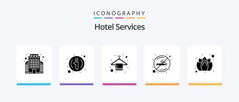 Hotel Services Glyph 5 Icon Pack Including soap. sign. hanger. smoking. healthcare. Creative Icons Design vector