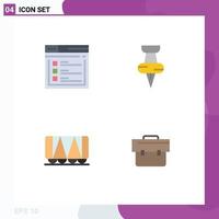 Modern Set of 4 Flat Icons and symbols such as internet vehicle website pin bag Editable Vector Design Elements