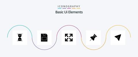 básico ui elementos glifo 5 5 icono paquete incluso . ratón. dirección. alfiler. recordatorio vector