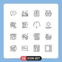 Set of 16 Modern UI Icons Symbols Signs for molecule university science graduation award Editable Vector Design Elements