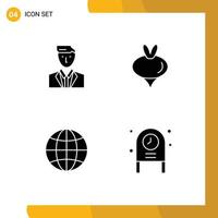 Group of 4 Solid Glyphs Signs and Symbols for boss global leader turnip world Editable Vector Design Elements