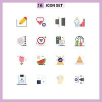 Editable Vector Line Pack of 16 Simple Flat Colors of biochemical management distribute graph chart Editable Pack of Creative Vector Design Elements