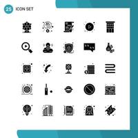 User Interface Pack of 25 Basic Solid Glyphs of residence house business estate button Editable Vector Design Elements