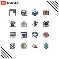 Modern Set of 16 Flat Color Filled Lines and symbols such as corporate deck dash compact audio Editable Creative Vector Design Elements