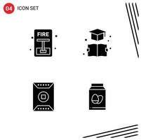 Universal Icon Symbols Group of 4 Modern Solid Glyphs of emergency football fire education sports Editable Vector Design Elements