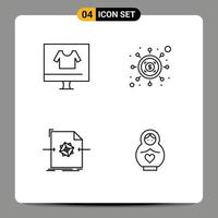 usuario interfaz paquete de 4 4 básico línea de relleno plano colores de vestir documento comercio electrónico seo objeto editable vector diseño elementos