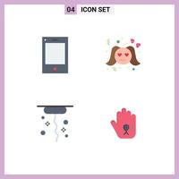 Mobile Interface Flat Icon Set of 4 Pictograms of devices thanks tablet valentine stop Editable Vector Design Elements