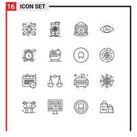 16 Universal Outlines Set for Web and Mobile Applications mobile design bank basic security Editable Vector Design Elements