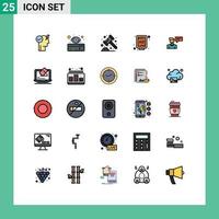 Set of 25 Modern UI Icons Symbols Signs for message street key logger billboard banking Editable Vector Design Elements