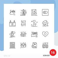 Set of 16 Commercial Outlines pack for battery toggle bucket switch paint Editable Vector Design Elements