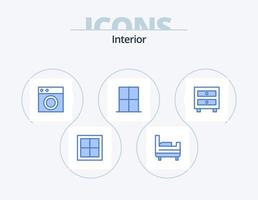 interior azul icono paquete 5 5 icono diseño. gabinete. habitación. mueble. interior. mueble vector