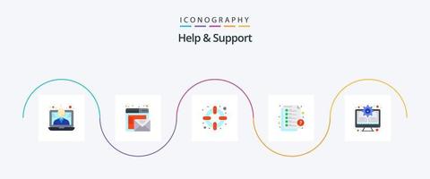 ayuda y apoyo plano 5 5 icono paquete incluso sistema. engranaje. ayuda. apoyo. ayuda vector