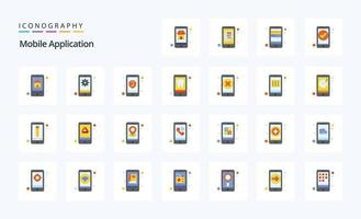 25 Mobile Application Flat color icon pack vector