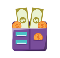 wallet full of bills and coins png