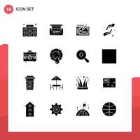 Set of 16 Modern UI Icons Symbols Signs for briefcase shahada mobile help faith Editable Vector Design Elements