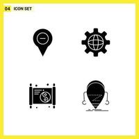 Stock Vector Icon Pack of 4 Line Signs and Symbols for location new pin internet year Editable Vector Design Elements