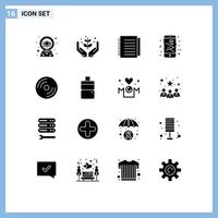 Modern Set of 16 Solid Glyphs and symbols such as devices phone nature mobile paper Editable Vector Design Elements