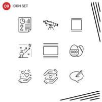 9 Outline concept for Websites Mobile and Apps arrow top view user sets Editable Vector Design Elements