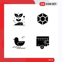 4 Universal Solid Glyphs Set for Web and Mobile Applications agriculture duck nature coin canada Editable Vector Design Elements