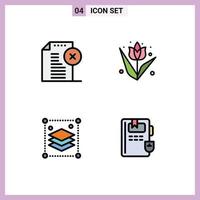 Pictogram Set of 4 Simple Filledline Flat Colors of delete copy layers document easter layers Editable Vector Design Elements