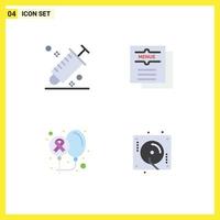 Group of 4 Modern Flat Icons Set for color restaurant picker drink cancer Editable Vector Design Elements