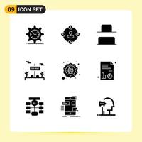 Modern Set of 9 Solid Glyphs and symbols such as wreath for rent procrastination real estate board Editable Vector Design Elements