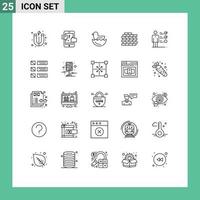 Modern Set of 25 Lines and symbols such as design job skills egg skills bricks Editable Vector Design Elements