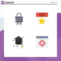 User Interface Pack of 4 Basic Flat Icons of security star protection badge degree Editable Vector Design Elements