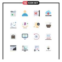 Universal Icon Symbols Group of 16 Modern Flat Colors of online player center file health Editable Pack of Creative Vector Design Elements