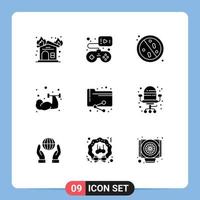 9 Universal Solid Glyphs Set for Web and Mobile Applications weightlifting exercise anti dumbbell healthy Editable Vector Design Elements