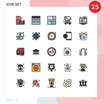25 universal lleno línea plano colores conjunto para web y móvil aplicaciones ordenador portátil archivo edición lista gráfico editable vector diseño elementos