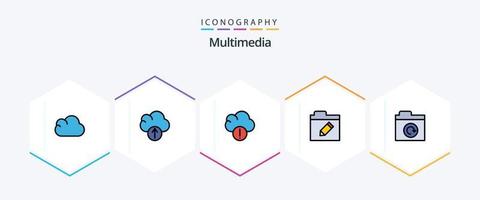 multimedia 25 línea de relleno icono paquete incluso . . datos. restaurar. carpeta vector