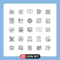 Set of 25 Modern UI Icons Symbols Signs for festival date love calendar energy Editable Vector Design Elements