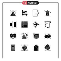 Group of 16 Solid Glyphs Signs and Symbols for internet horizontal send distribute mosque Editable Vector Design Elements