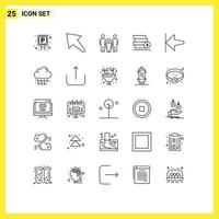 Group of 25 Lines Signs and Symbols for start arrow couple save stack Editable Vector Design Elements