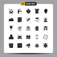 Pack of 25 creative Solid Glyphs of headphones home shower door rainy Editable Vector Design Elements