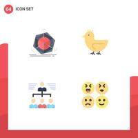 4 Universal Flat Icons Set for Web and Mobile Applications change team object swan user Editable Vector Design Elements