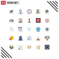 Mobile Interface Flat Color Set of 25 Pictograms of woman medicine cross female shape Editable Vector Design Elements