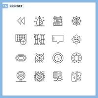 Set of 16 Commercial Outlines pack for computers steering the boat buy steering beach Editable Vector Design Elements