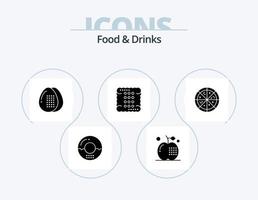 Food and Drinks Glyph Icon Pack 5 Icon Design. drinks. cookie. food. meal. egg vector