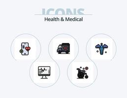 salud y médico línea lleno icono paquete 5 5 icono diseño. . registro. rueda. médico. firmar vector