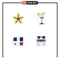 Pictogram Set of 4 Simple Flat Icons of beach american starfish summer swimsuite Editable Vector Design Elements