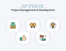 proyecto administración y desarrollo línea lleno icono paquete 5 5 icono diseño. inteligente mirar. dinero en efectivo. hacer. lista. presupuesto vector