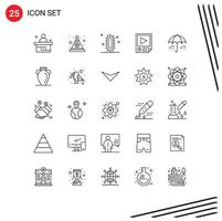 25 User Interface Line Pack of modern Signs and Symbols of playback page irish data science Editable Vector Design Elements