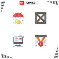 Pack of 4 Modern Flat Icons Signs and Symbols for Web Print Media such as finance online logistic tutorials badge Editable Vector Design Elements