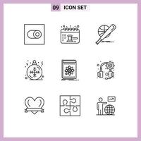 Mobile Interface Outline Set of 9 Pictograms of application winter basket snowflake ball Editable Vector Design Elements