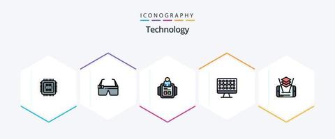 Technology 25 FilledLine icon pack including technology. mobile. hand watch. hardware. computer vector